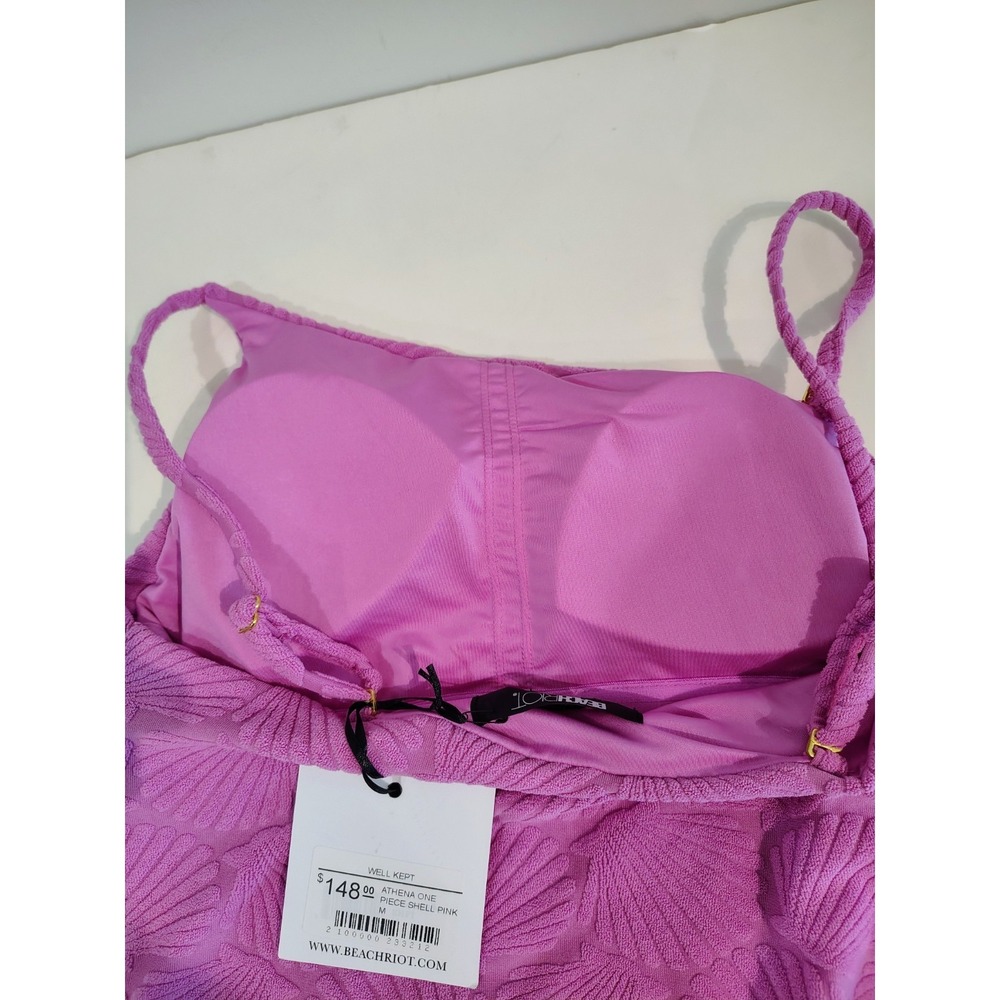Beach Riot Women's Size Medium Pink Shell Texture Athena One Piece Swim Suit - Picture 6 of 8
